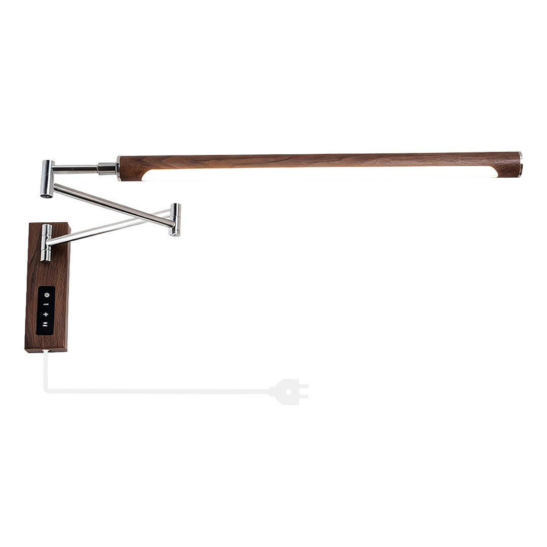 Mid-Century Swing-Arm Wall Sconce — Iron, Silver Finish, LED, 3-Step Dimming (3000K/4500K/6000K), 12W–24W