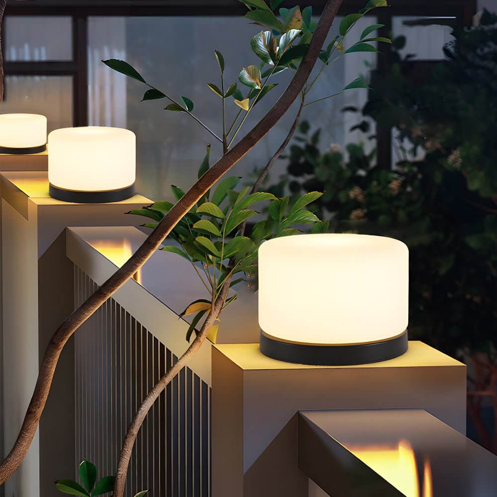 contemporary dimmable cylindrical led post lamp with 360 illumination for pillar tops