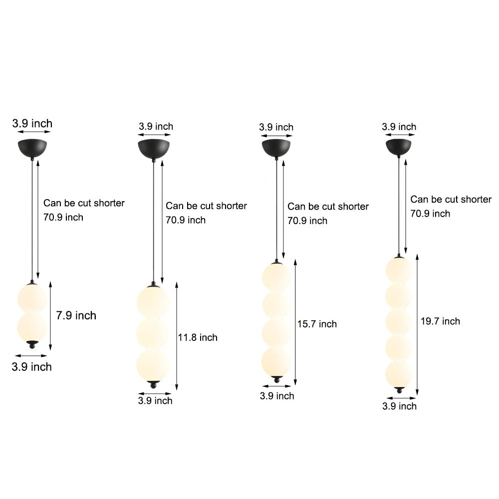 contemporary dimmable led chandelier with round string vertical balls pendant
