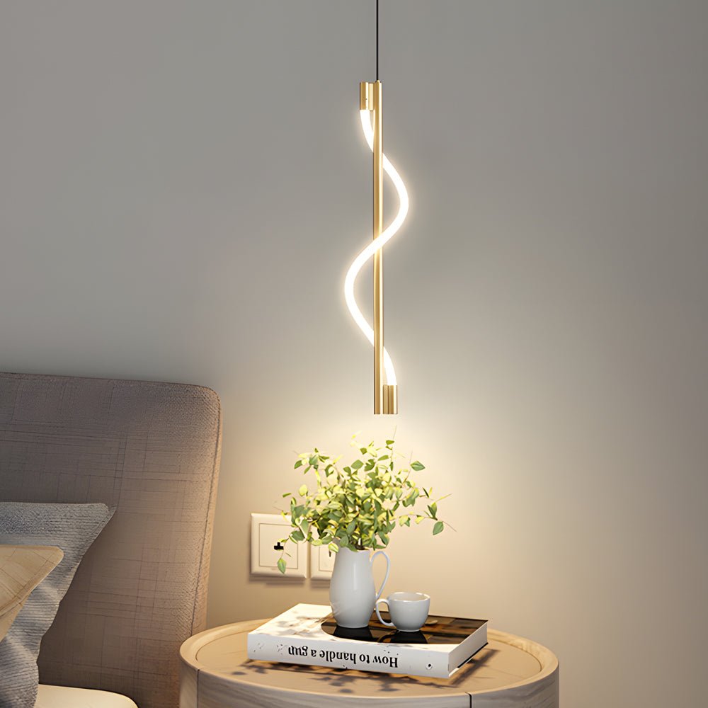 contemporary dimmable led pendant light with vertical spiral rope design