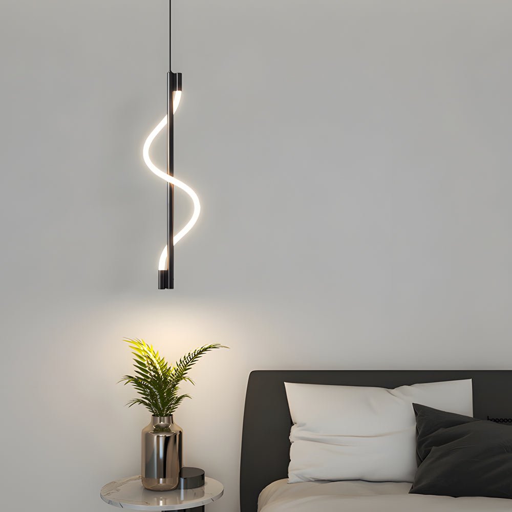 contemporary dimmable led pendant light with vertical spiral rope design
