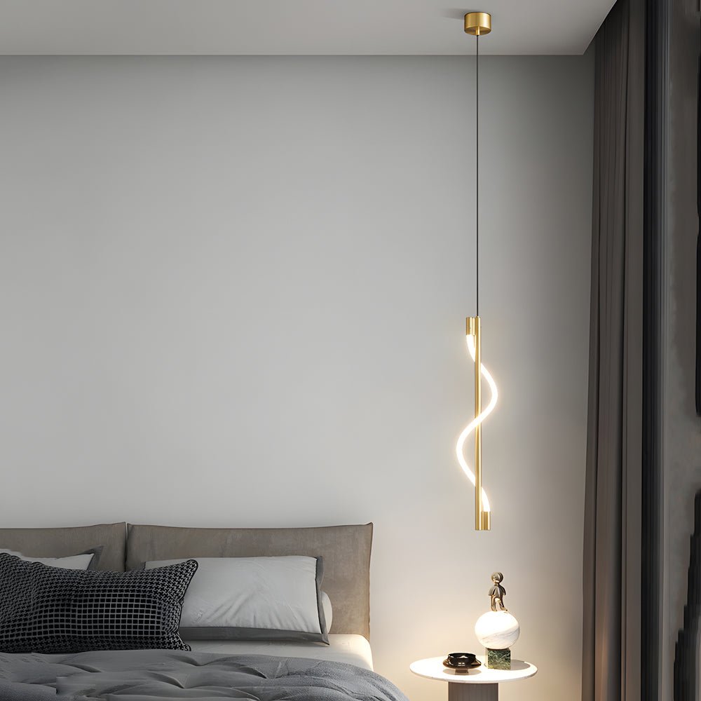 contemporary dimmable led pendant light with vertical spiral rope design