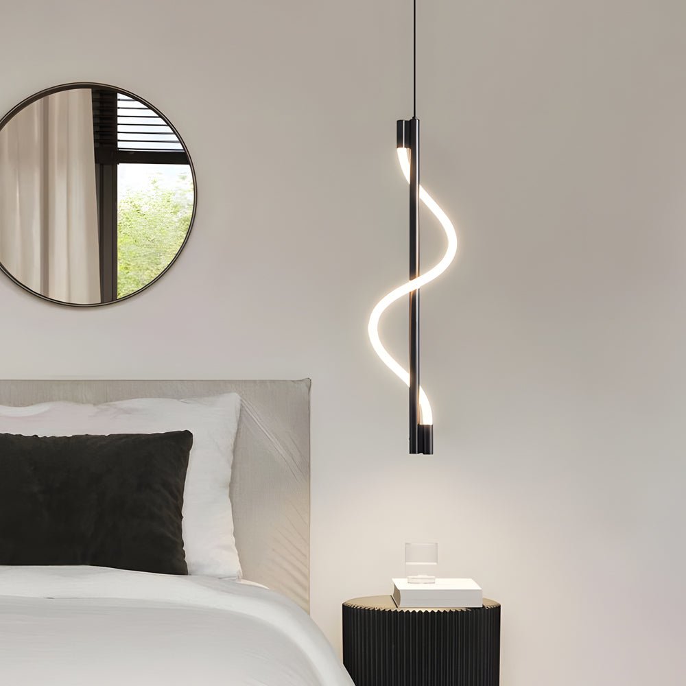 contemporary dimmable led pendant light with vertical spiral rope design