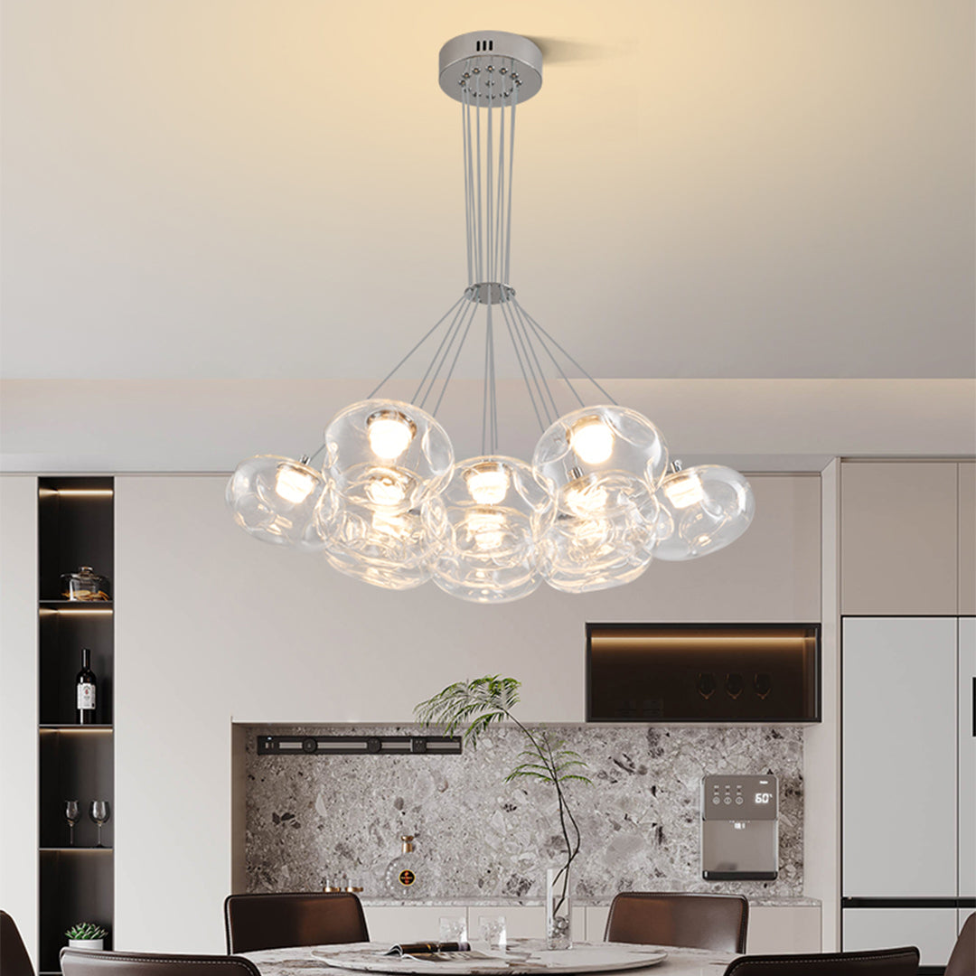Minimalist Starry Sky LED Chandelier — Stainless Steel and Glass, 7- or 13-Light, Three-Color Dimming, Ra≥97