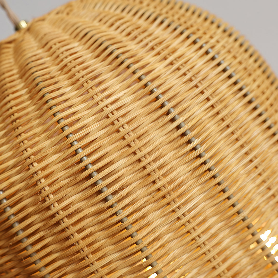 Wabi-Sabi Hand-Woven Rattan Pendant — Iron Frame, Adjustable 59.1" Chain, 2700K–3999K