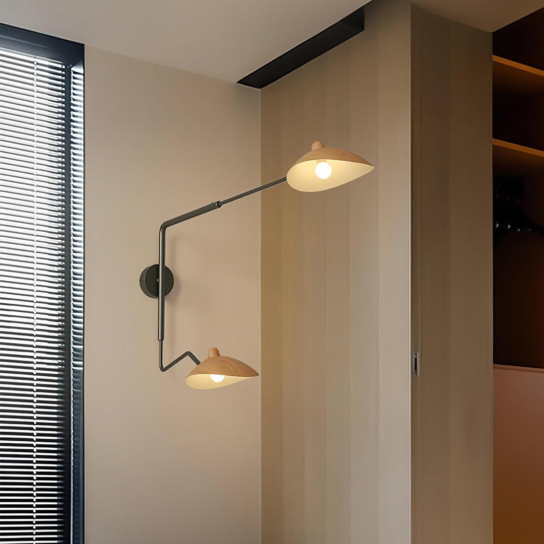 Vintage Swing-Arm Wall Sconce — Iron, E27 LED, 3-Step Dimming, 360° Rotatable, 1- or 2-Light, 4 Sizes