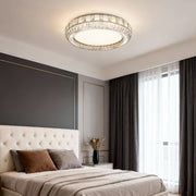 Linear Geometric Crystal Flush Mount — Stainless Steel, Dual-Color 3000K/6000K, 100cm or 120cm