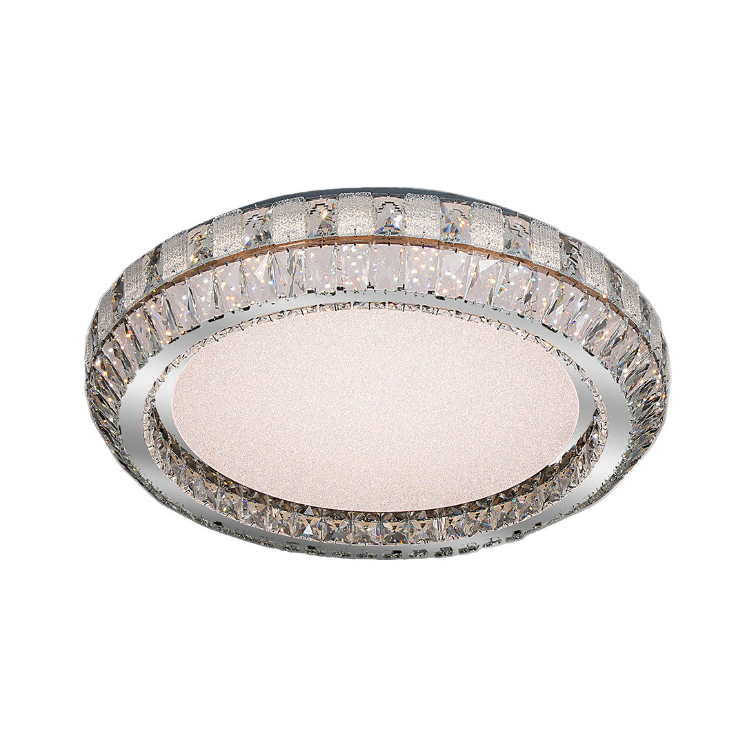 Linear Geometric Crystal Flush Mount — Stainless Steel, Dual-Color 3000K/6000K, 100cm or 120cm