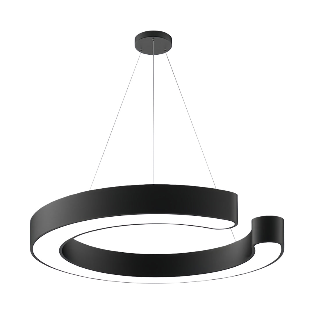 Geometric Ring Pendant — Black Iron and Frosted Acrylic, LED 6500K, 15.8" / 23.6" / 31.5"