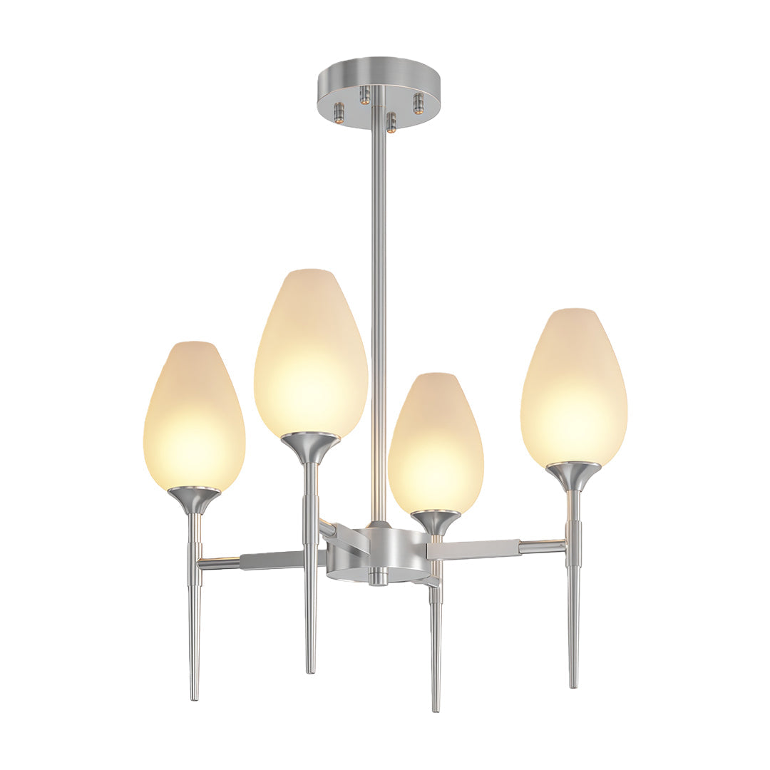 Minimalist Glass Chandelier — Brass Frame, Transparent Glass Shades, G9, 4-, 6-, or 8-Light