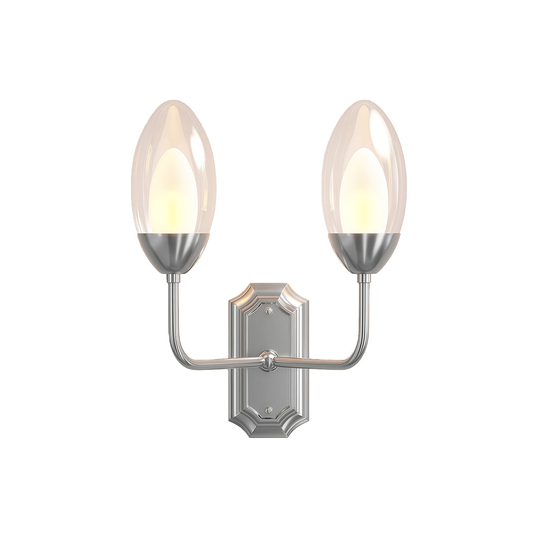 Dual-Head Wall Sconce — Solid Copper, Clear Glass Shade, 2-Light G9, Hardwired