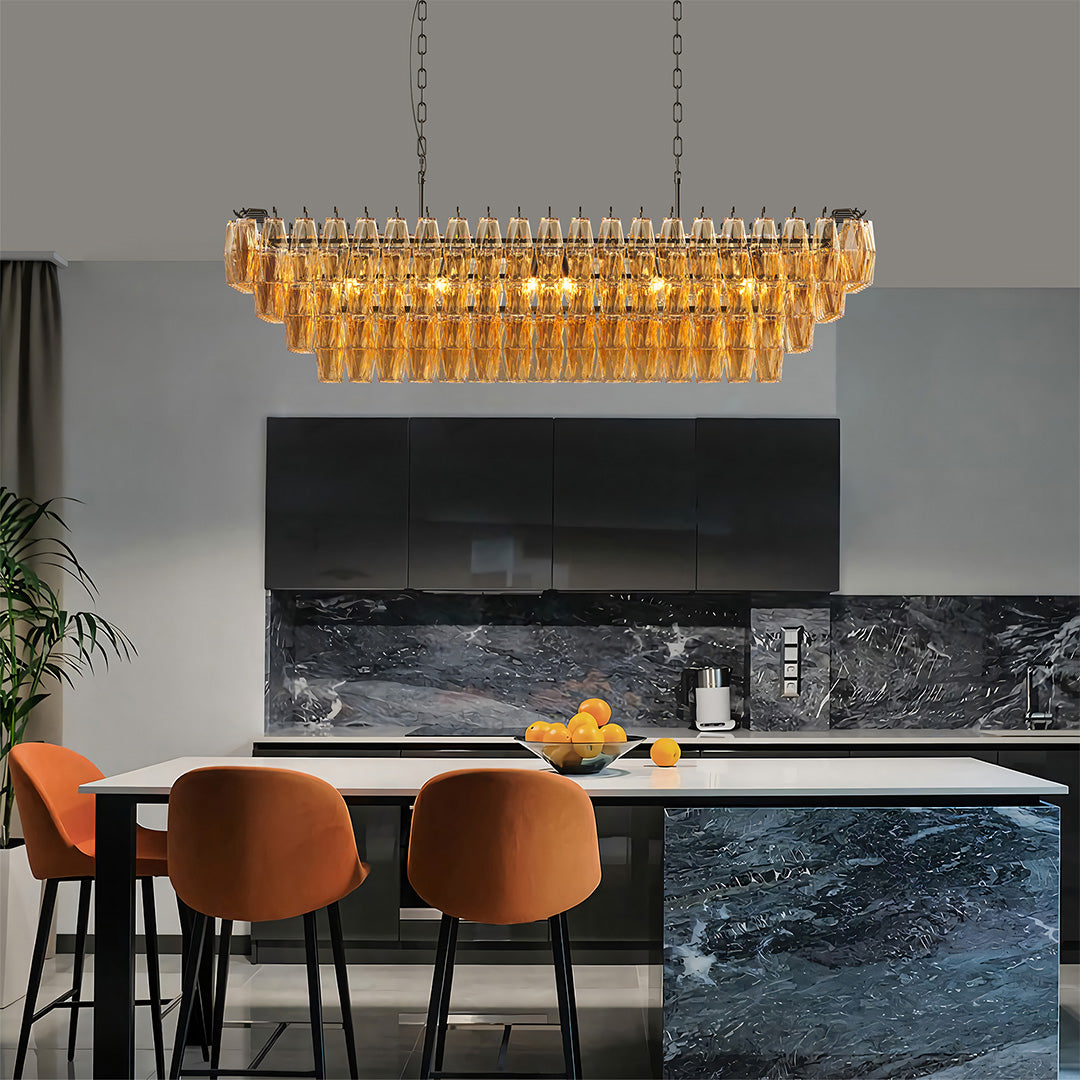 Multi-Head Glass Pendant Chandelier — Iron Frame, Transparent Glass Shades, 8-Light or 10-Light, Black or Copper, E12