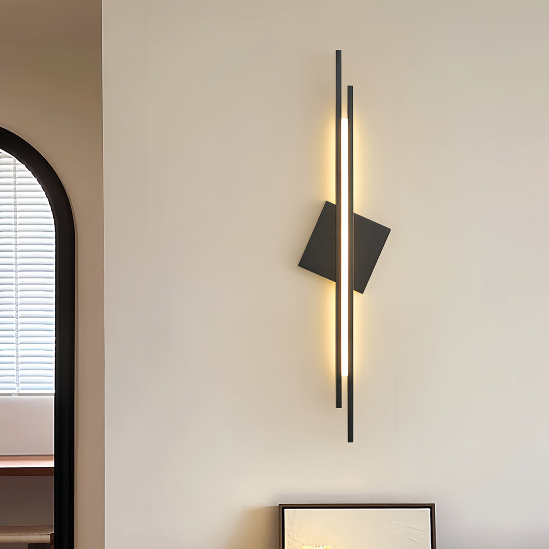 Geometric Diamond Linear Wall Sconce — Copper & Acrylic, 9W/10W/16W, 3-Step Dimming (3000K/4500K/6000K), Black/Gold Finish