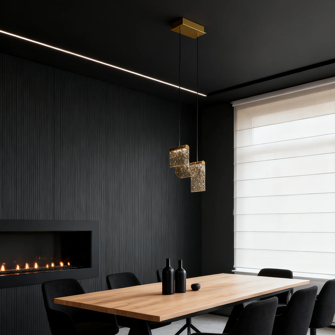 Minimalist Gold Multi-Light Pendant — Amber Glass, 9W LED Warm White, Adjustable Chain