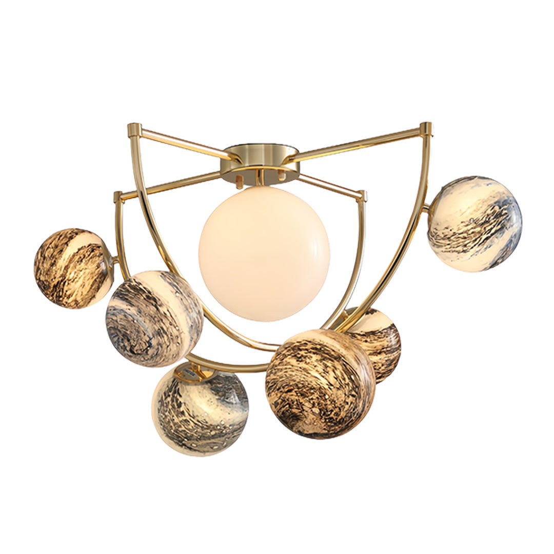 Planet Art LED Semi-Flush Mount — Gold, 7-Light G9, 3000K Warm White, 31.5" Wide