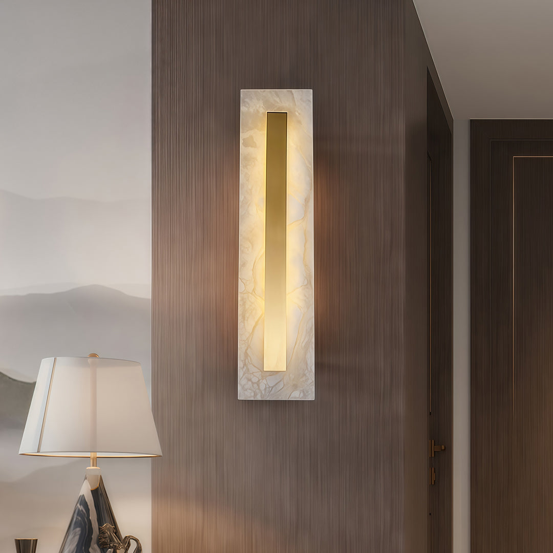 Cloud Stone Wall Sconce — Brass, Gold Finish, LED 3000K, Round or Square, Small or Large