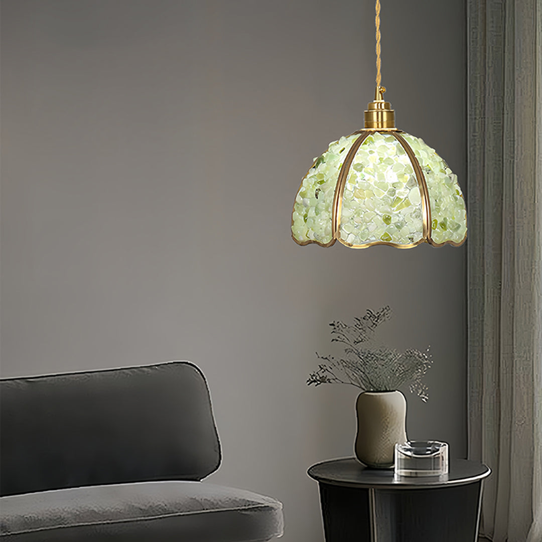 Vintage Crystal Mini Pendant — Full Copper, E27, 12W LED, Three-Color Dimming, 8.66" Diameter, 7 Styles