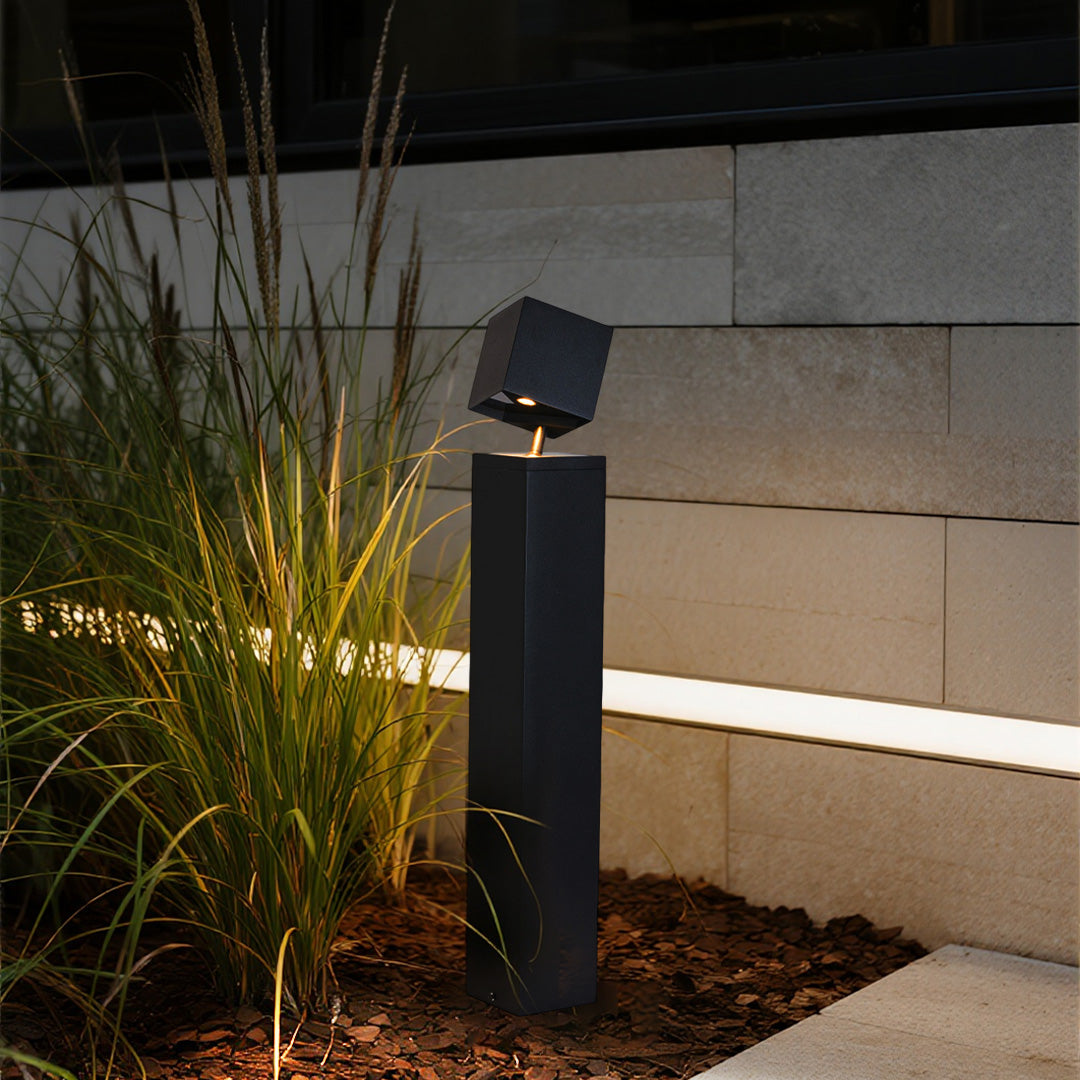 Minimalist LED Bollard Path Light — Sand-Black Aluminum, Glass Shade, 3000K, IP65, 7W / 10W