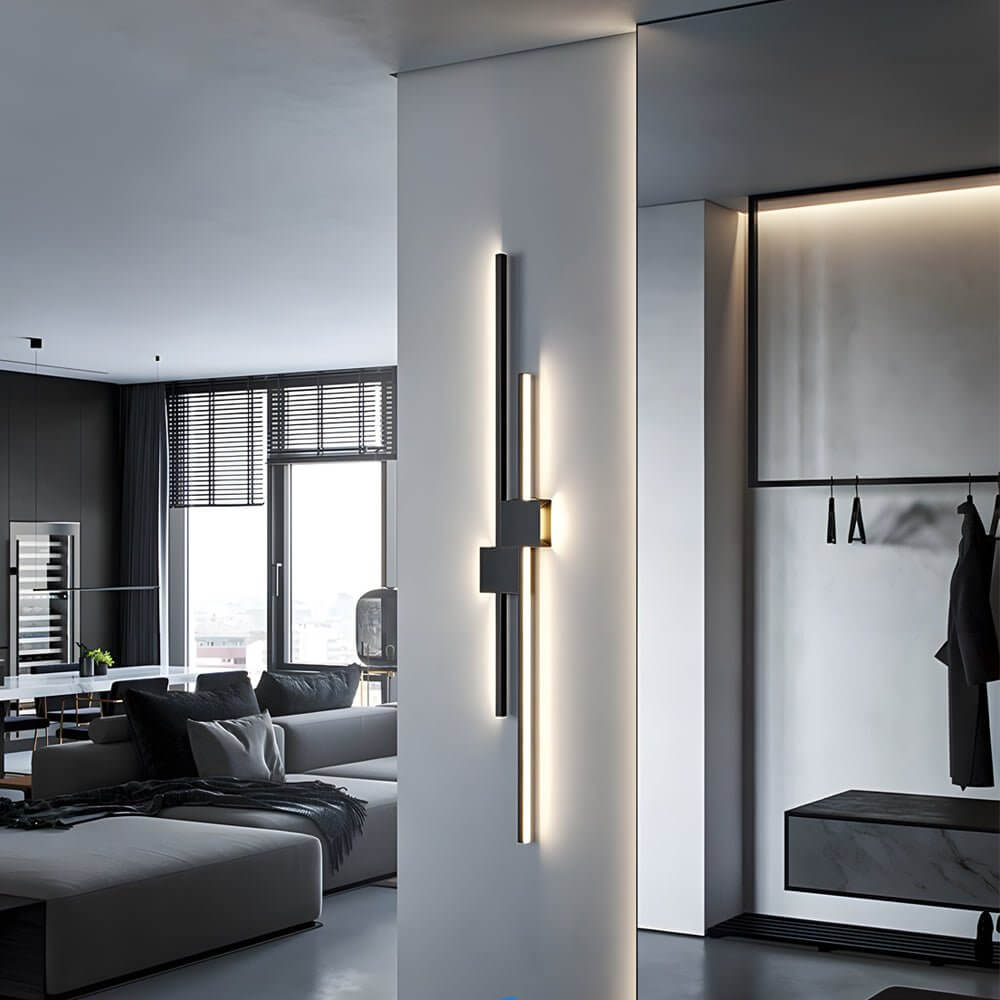contemporary iron led linear lights for horizontal and vertical wall mounting