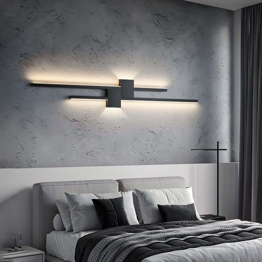 contemporary iron led linear lights for horizontal and vertical wall mounting