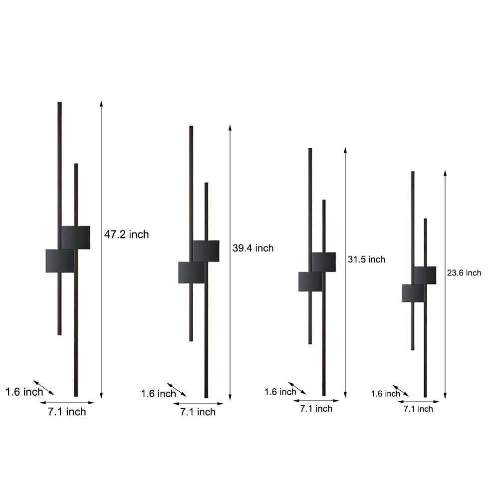 contemporary iron led linear lights for horizontal and vertical wall mounting