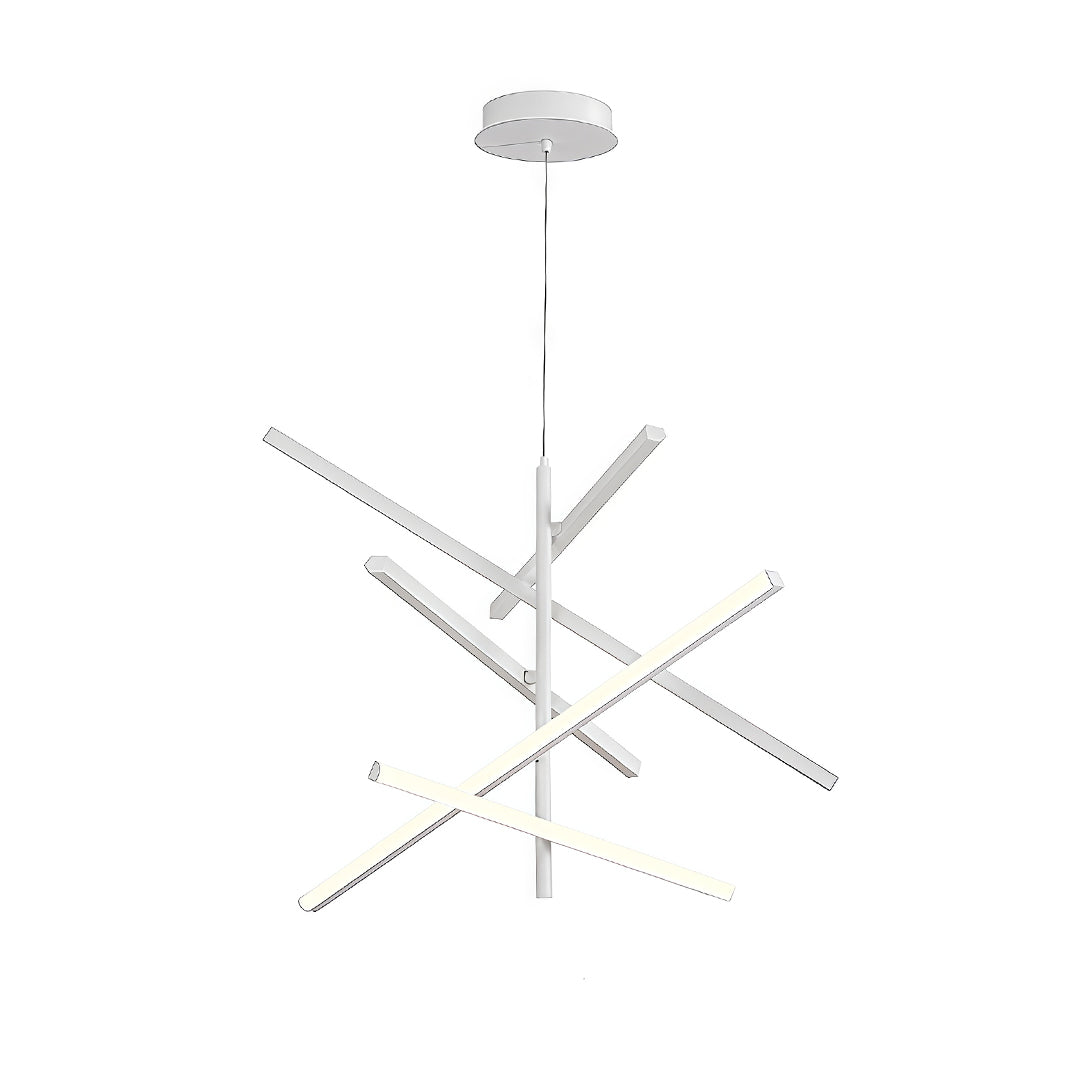 Adjustable Iron Linear Chandelier — Black or White, 3-Light or 5-Light, 25W/50W LED, Three-Color Dimming, Silicone Shade