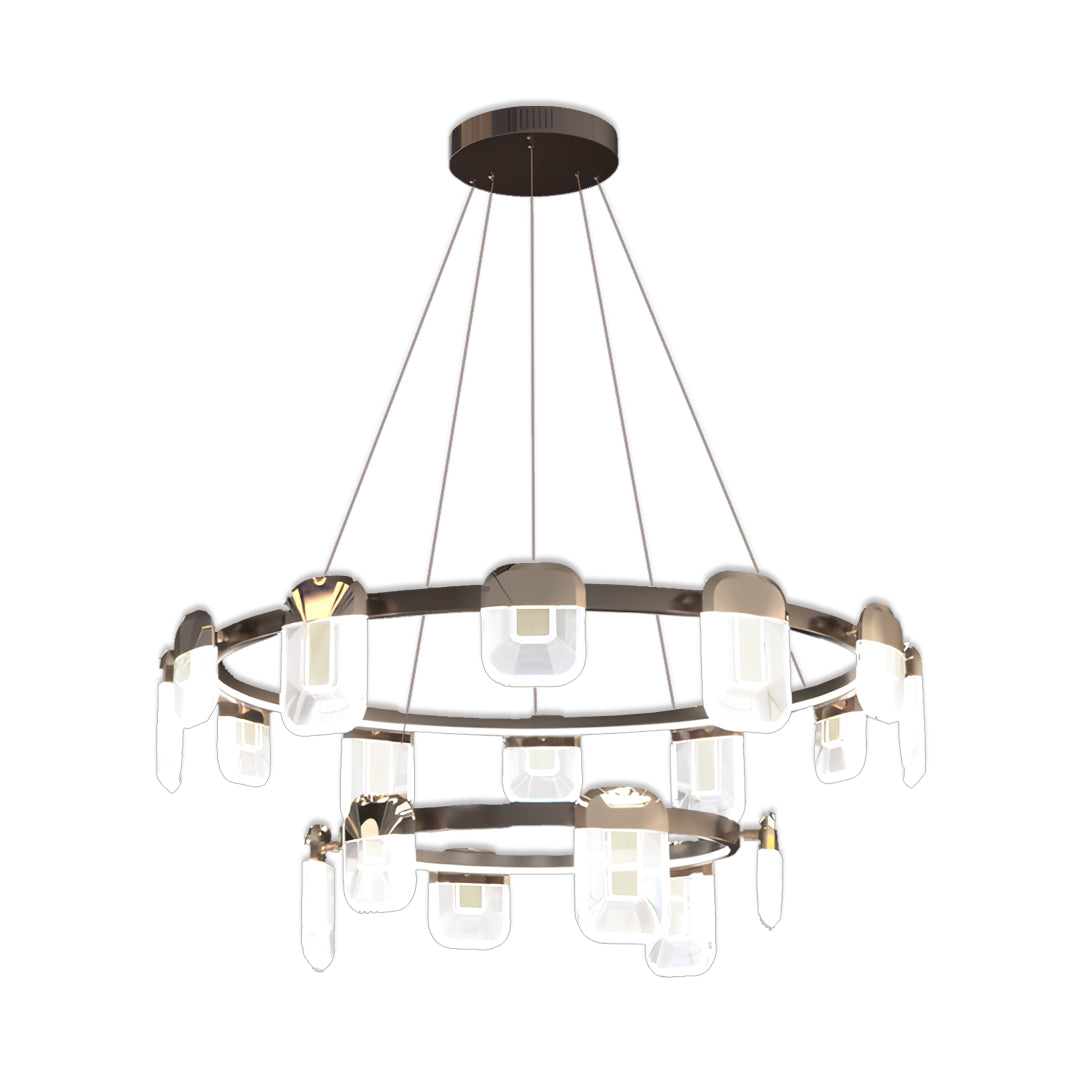 Minimalist Crystal Chandelier — Gold Aluminum, LED, Three-Color Dimming (3000K/4500K/6000K), 6- to 18-Light Configurations