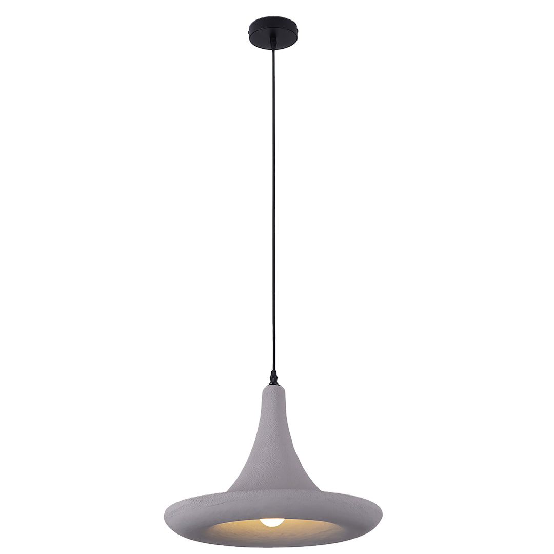 Wabi-Sabi Minimalist Pendant Light — Matte PS Shade, Iron Frame, E27, 15.75" Wide, Adjustable 59.1" Cable