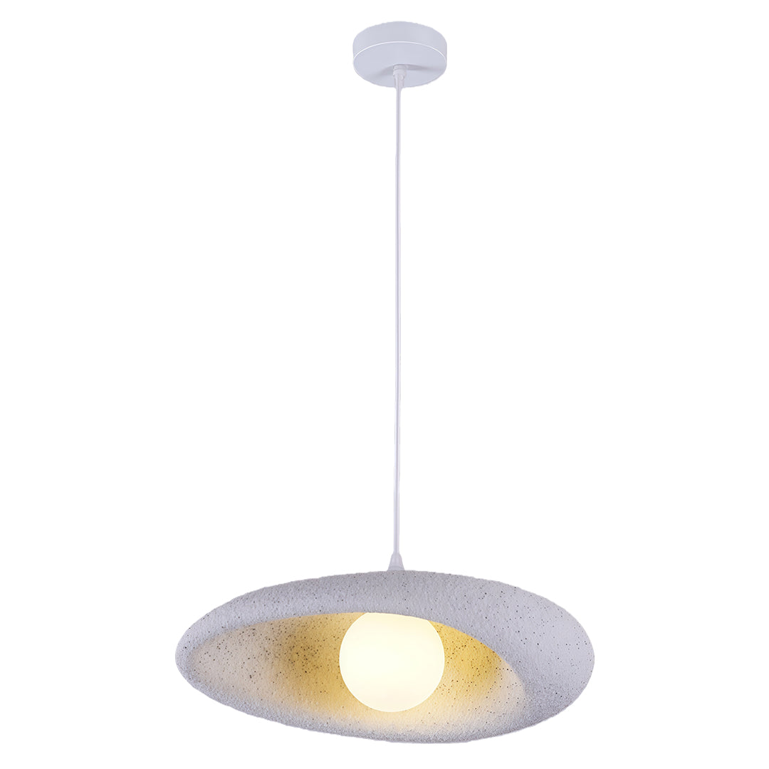Wabi-Sabi Minimalist Pendant Light — Metal, PS Diffuser, Stone Paint Finish, G9, 15.75" Wide, 59.1" Adjustable Chain