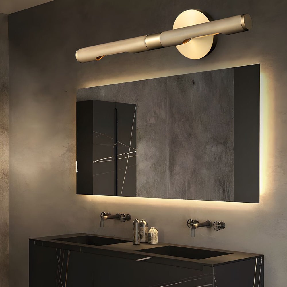 contemporary led bathroom vanity light fixture with knurled texture and adjustable swiveling head