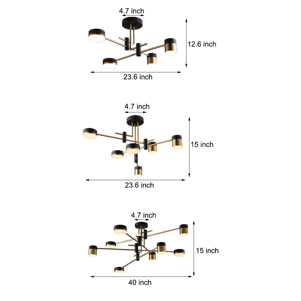 contemporary led dimmable sputnik chandelier with 4 6 or 8 lights