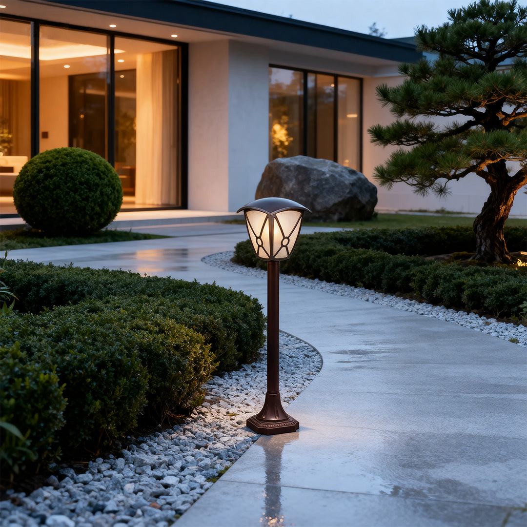 Classical Column Outdoor Post Light — Black Aluminum, 9W LED, IP44, E26, 28.35" Height
