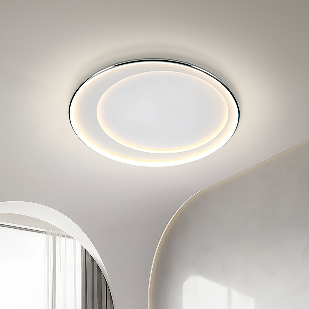 Modern Minimalist Round LED Flush-Mount Ceiling Light — Iron, Silicone Shade, 52W, Three-Step Dimming (3000K/4000K/6000K), 17.72"