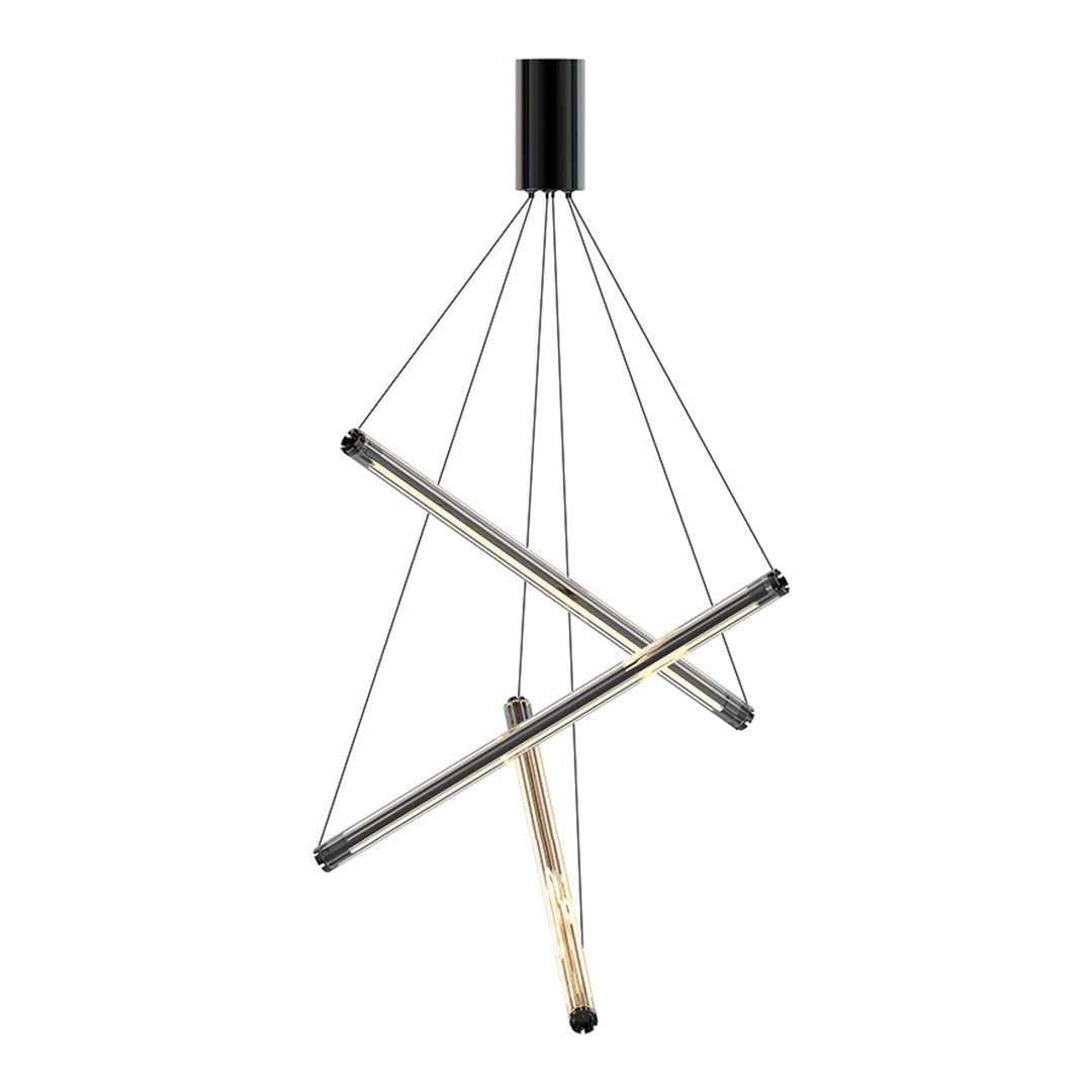 Minimalist LED Linear Chandelier — Stainless Steel & Acrylic, 3/5/7-Light, 36W–140W, 4000K RA97, Black or Gold