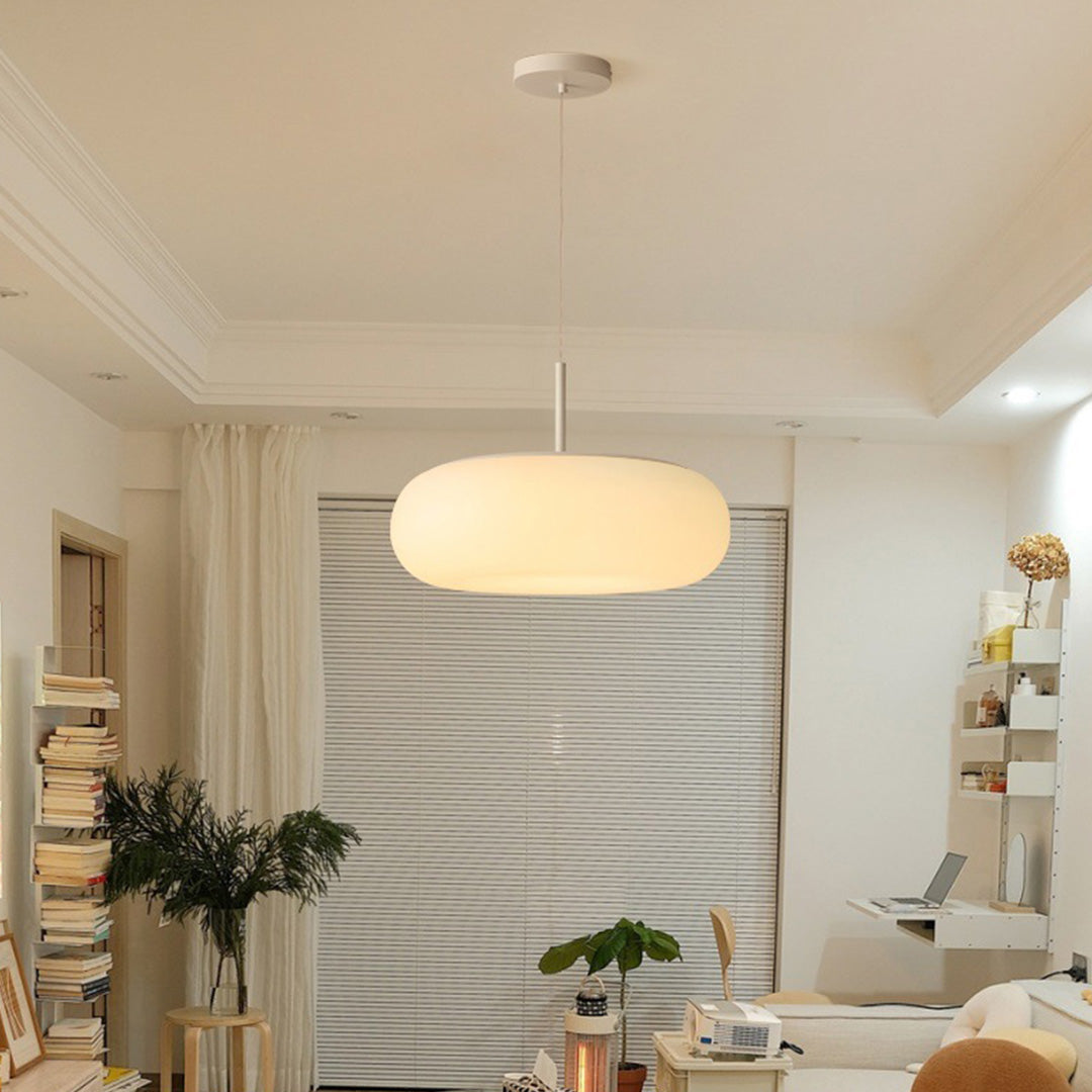 Minimalist Contemporary LED Pendant — Iron, PE Shade, 20/35/50cm, 12–36W, 3-Step Dimming, Pendant or Ceiling-Mount