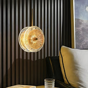 contemporary led round hanging lamp with crystal glass disc pendant 1 light design