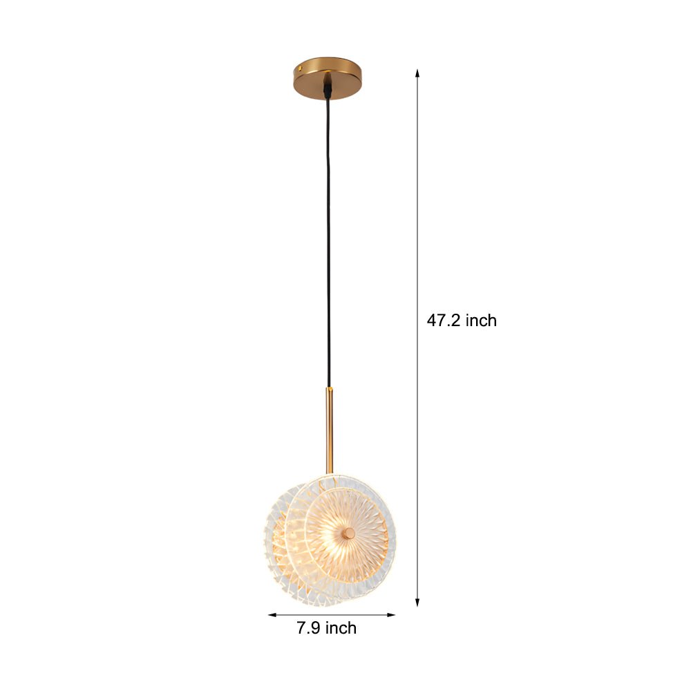 contemporary led round hanging lamp with crystal glass disc pendant 1 light design