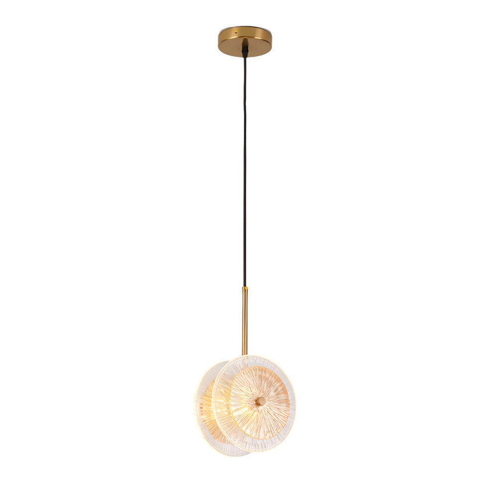 contemporary led round hanging lamp with crystal glass disc pendant 1 light design