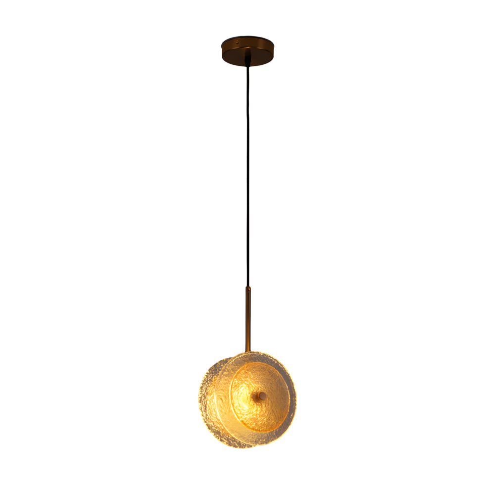 contemporary led round hanging lamp with crystal glass disc pendant 1 light design