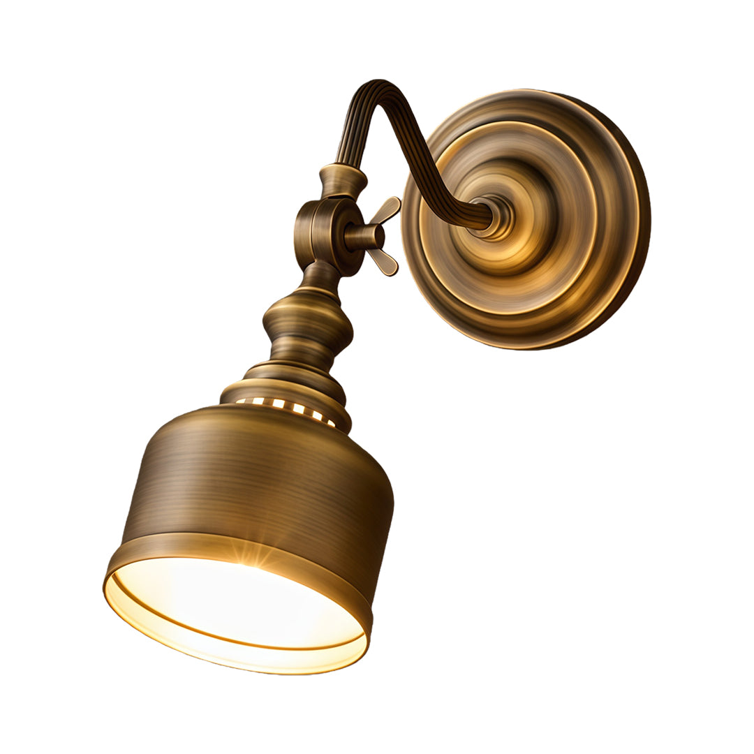 Retro Solid Brass Wall Sconce — Hardwired, E14, Brass or Brass-and-Glass Shade, 4 Models