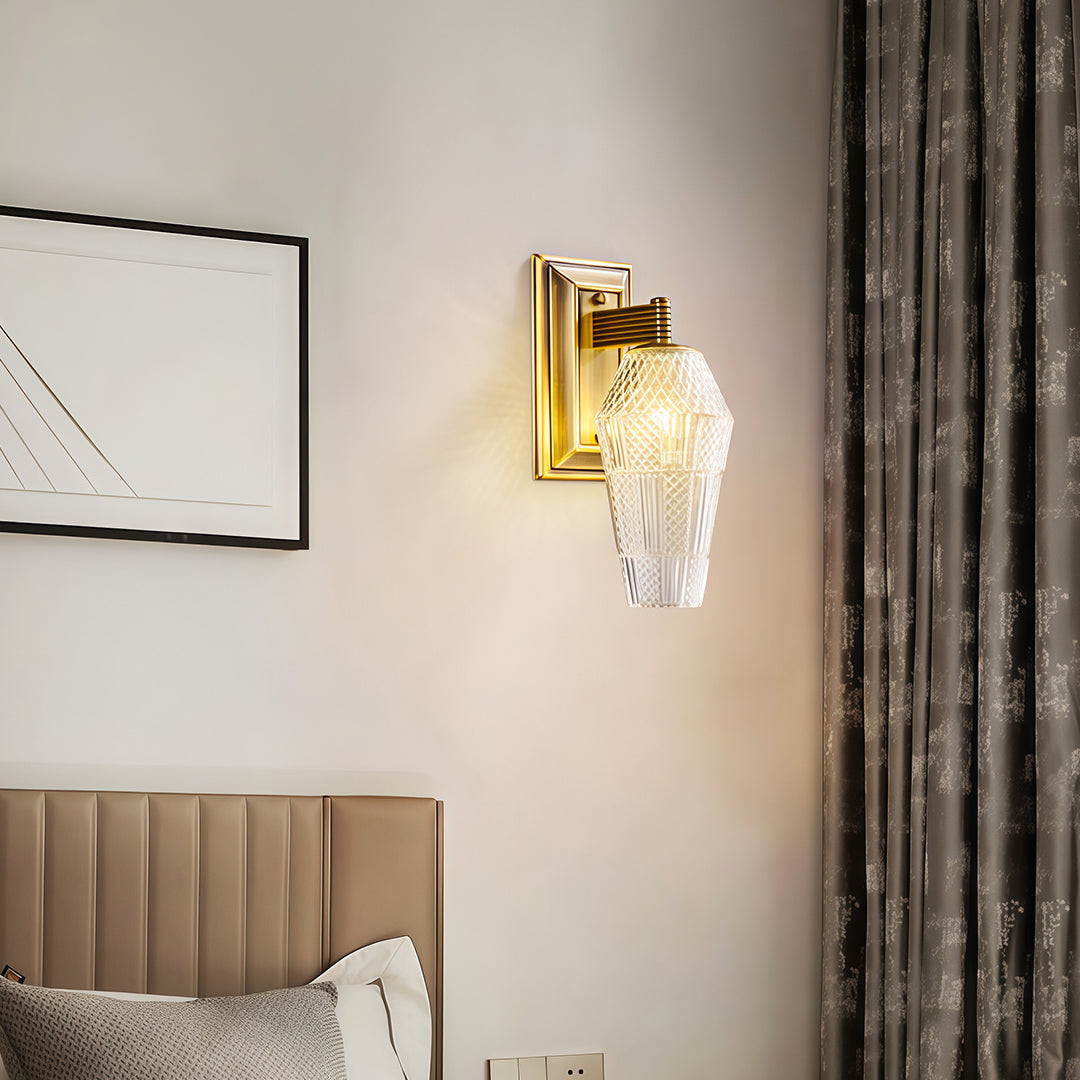 French Retro Brass Wall Sconce — Translucent Glass Shade, G9, Hardwired