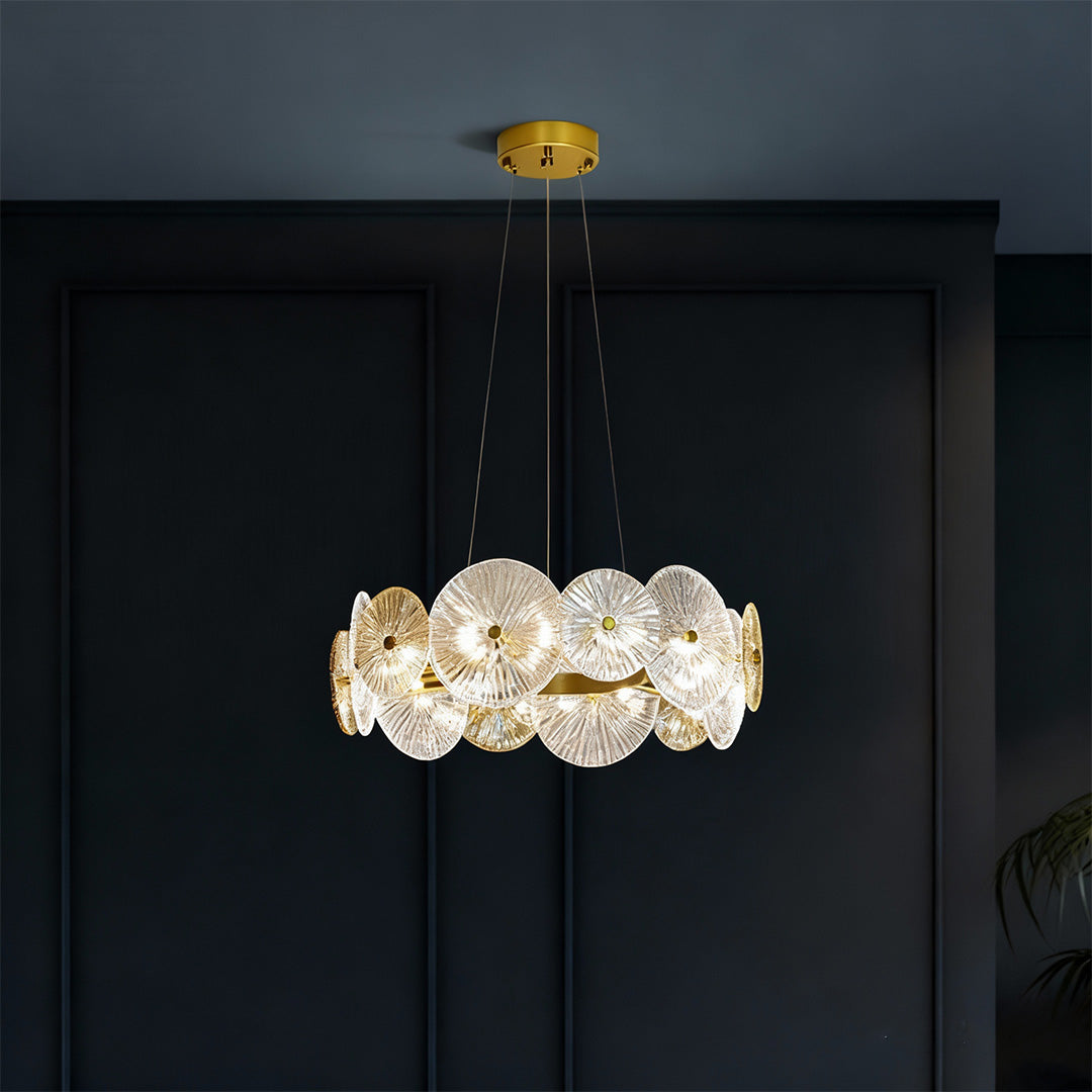 Clear Glass & Silver Iron Chandelier — 12- or 18-Light, G9, Three-Color, Adjustable Chain