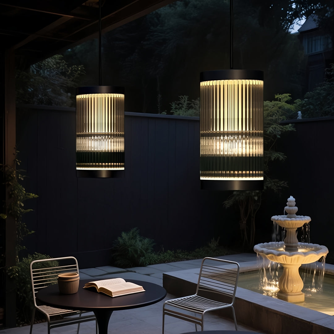 Modern Outdoor Hanging Pendant Light — Stainless Steel, 12W LED, IP65 Weatherproof, Black or White