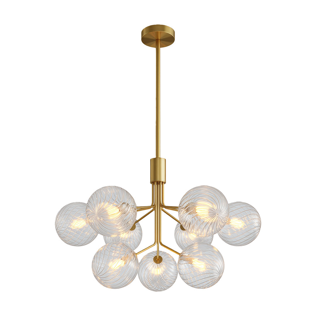 Glass Ball Chandelier — Solid Copper, G9, 9-, 12-, or 18-Light, Copper / Nickel / Black