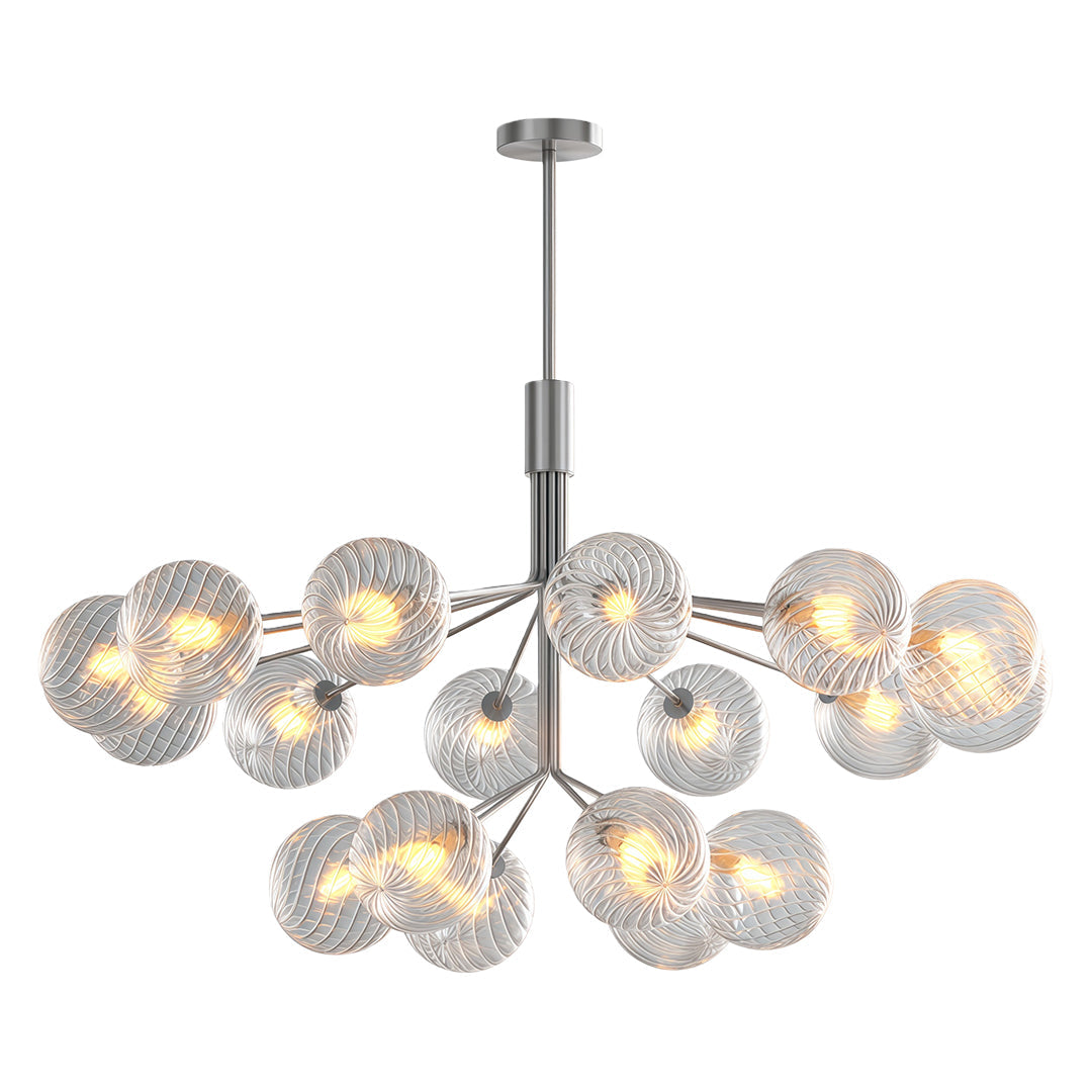 Glass Ball Chandelier — Solid Copper, G9, 9-, 12-, or 18-Light, Copper / Nickel / Black
