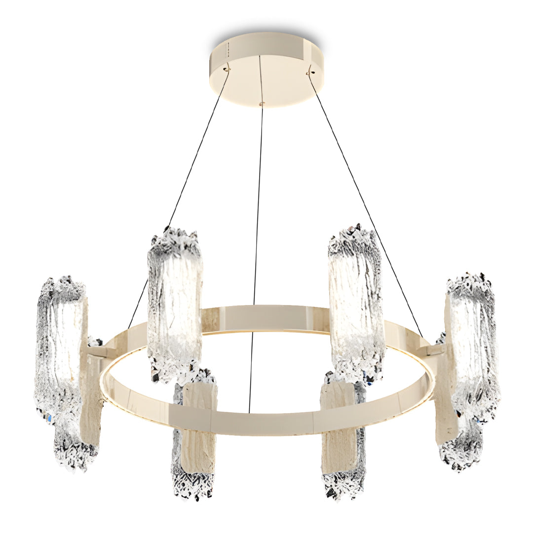 Minimalist Metal Chandelier — Aluminum, Gold, LED, Three-Color Dimming, 6/8/8+4-Light, 59.1" Chain