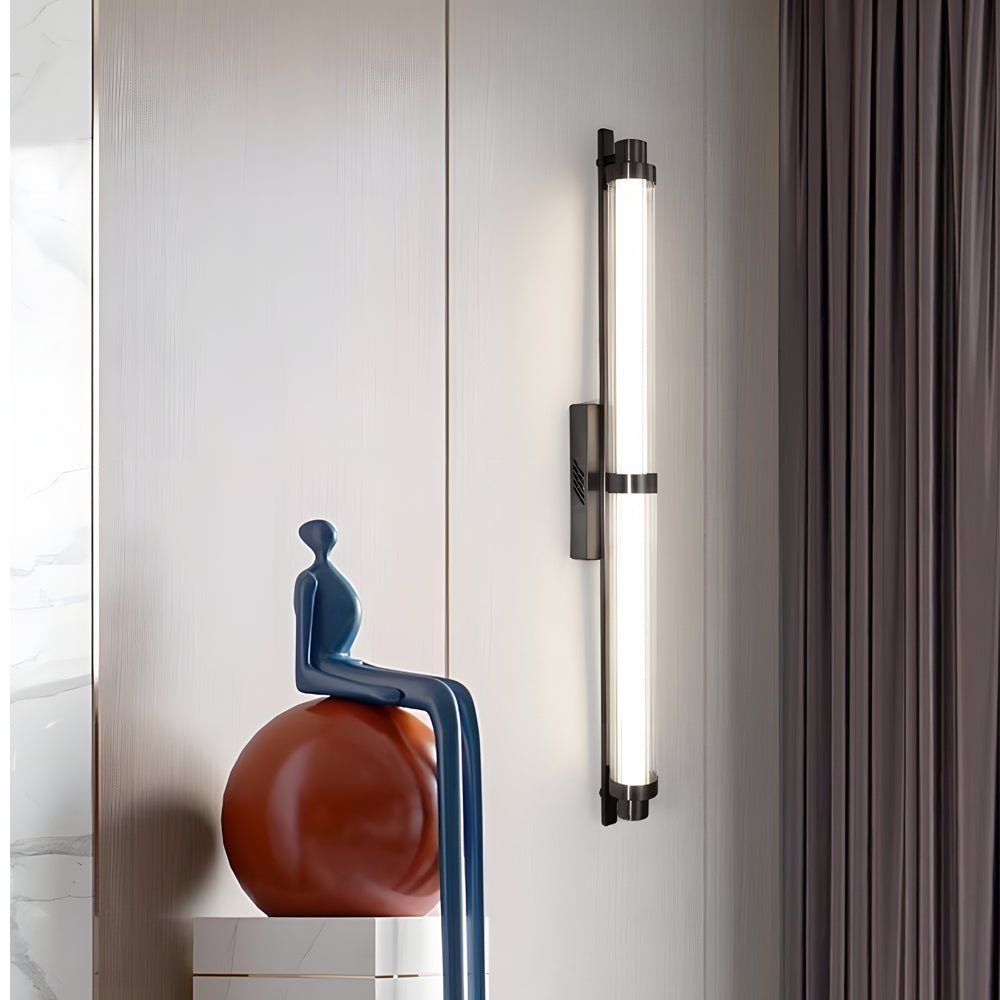 contemporary metallic indoor wall sconce lamp with long acrylic tube led available in 2755 and 3543