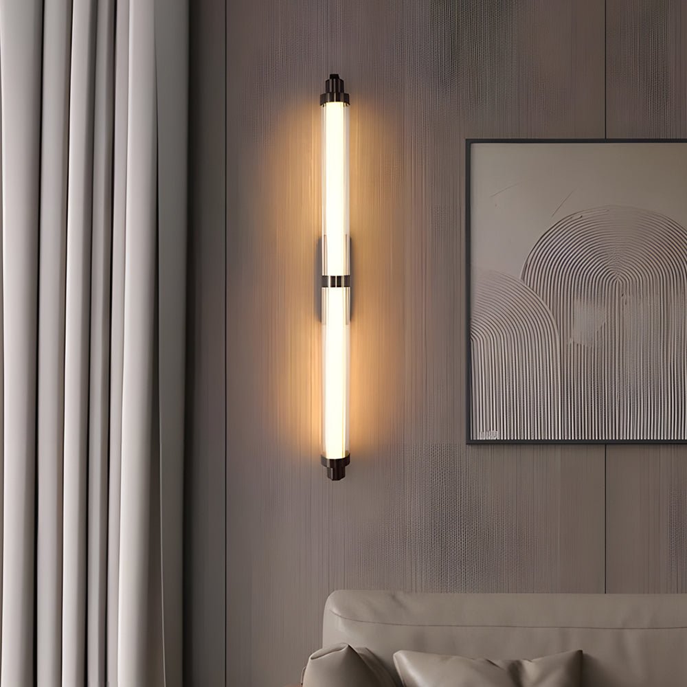 contemporary metallic indoor wall sconce lamp with long acrylic tube led available in 2755 and 3543