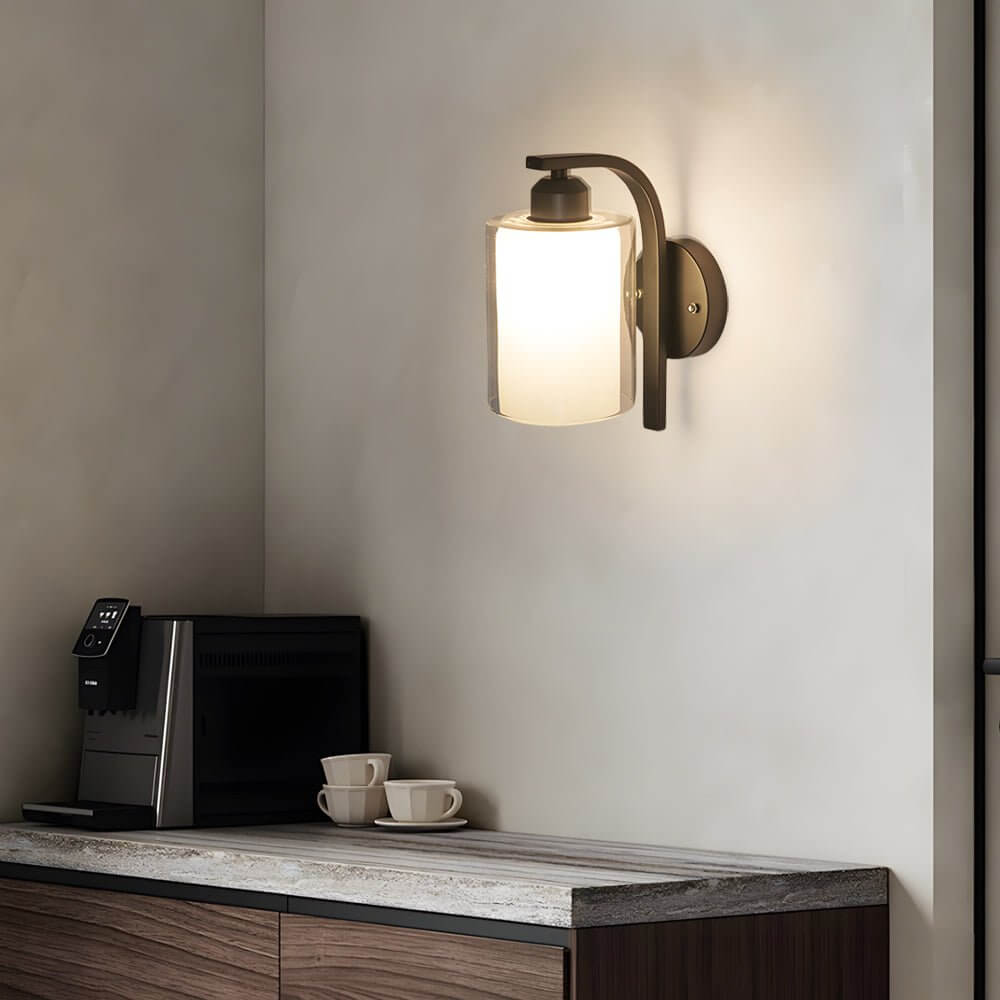 contemporary minimalist black cylindrical glass wall sconce