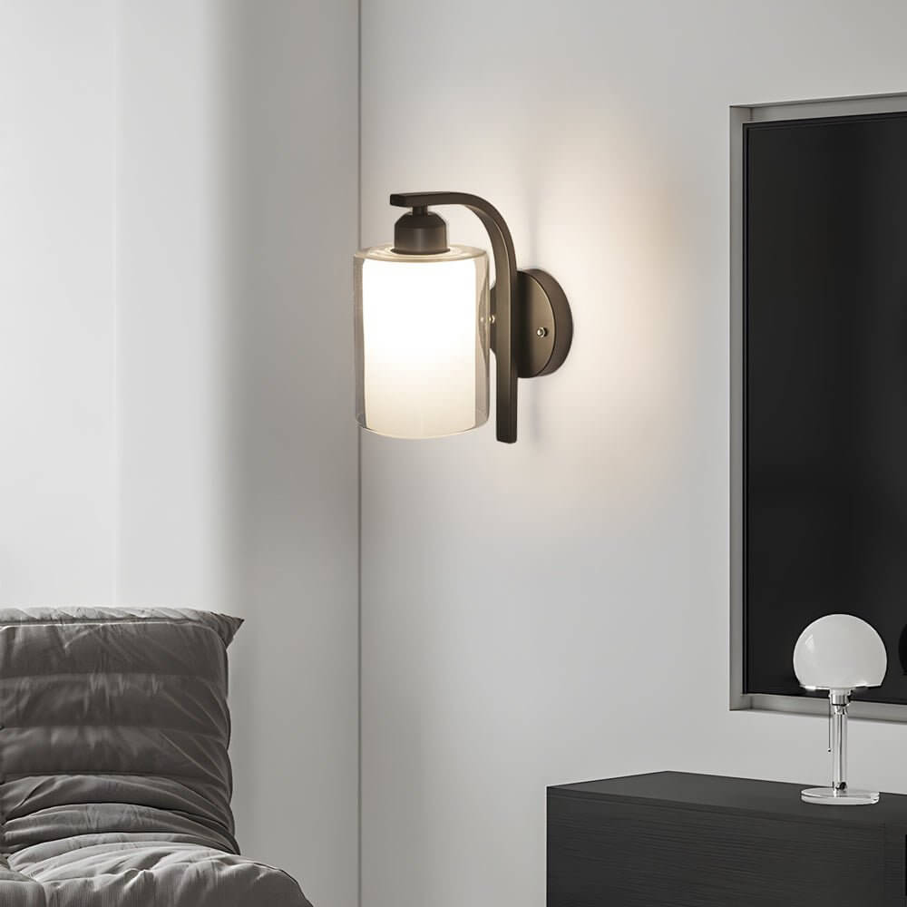 contemporary minimalist black cylindrical glass wall sconce